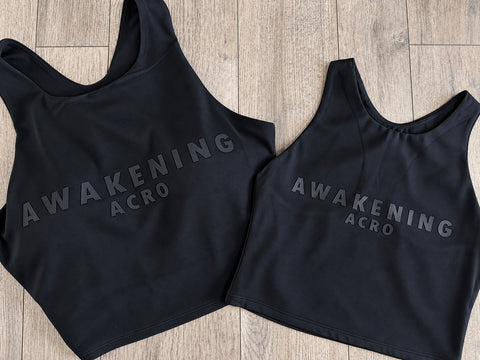 AWAKENING ACRO BLACK ON BLACK ATHLETIC TANK
