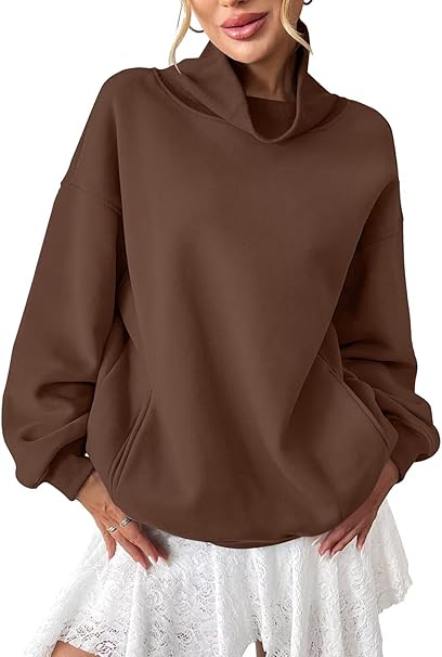 Customized Oversized Turtleneck Pullover with Pockets