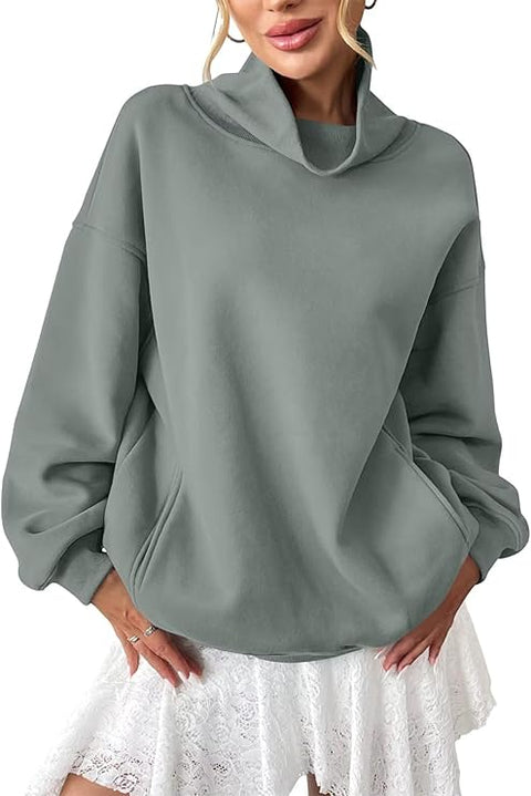 Customized Oversized Turtleneck Pullover with Pockets