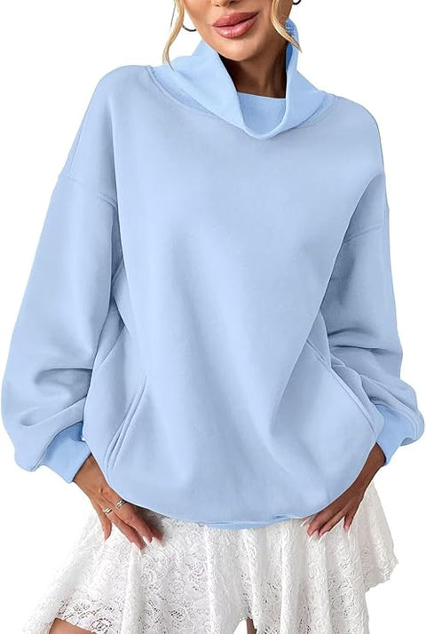 Customized Oversized Turtleneck Pullover with Pockets