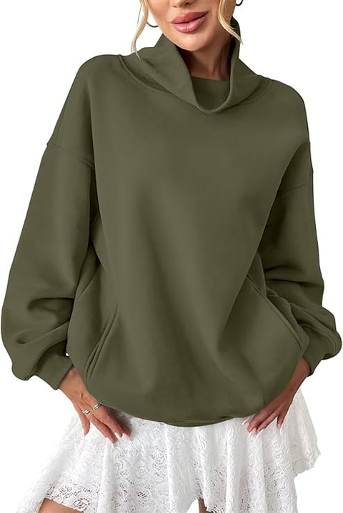 Customized Oversized Turtleneck Pullover with Pockets
