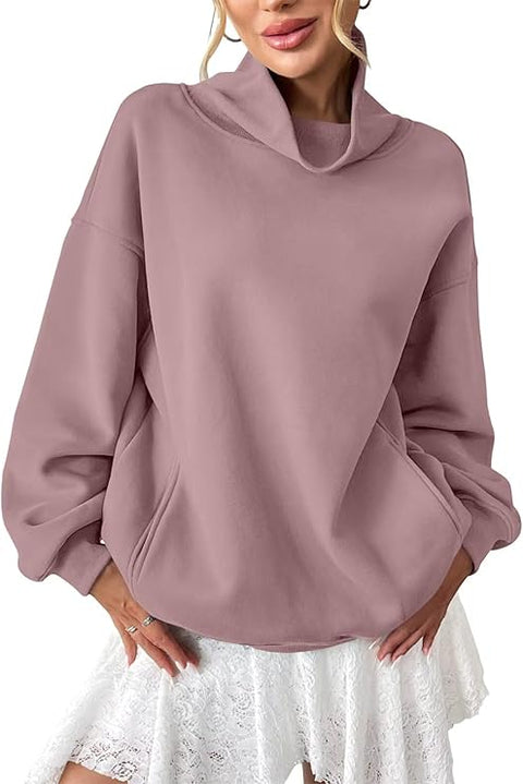 Customized Oversized Turtleneck Pullover with Pockets