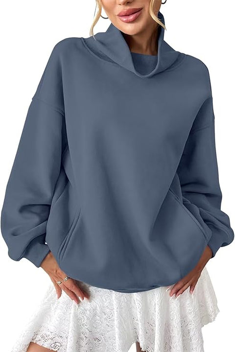 Customized Oversized Turtleneck Pullover with Pockets