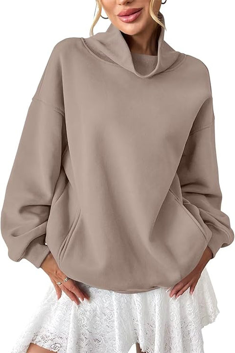 Customized Oversized Turtleneck Pullover with Pockets