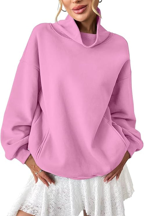 Customized Oversized Turtleneck Pullover with Pockets