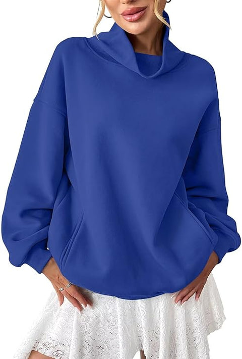 Customized Oversized Turtleneck Pullover with Pockets