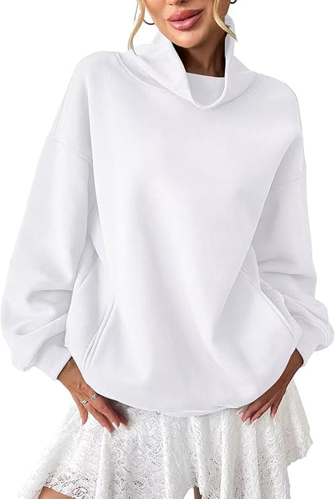 Customized Oversized Turtleneck Pullover with Pockets