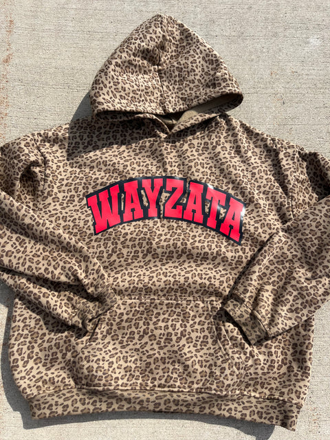 BROWN LEOPARD HOODIE WITH TEAM NAME - Adult Only