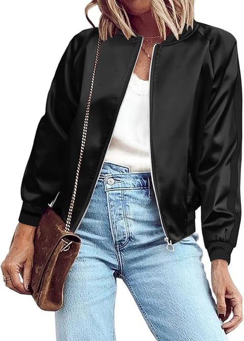 CUSTOMIZED RHINESTONE SILK BOMBER JACKET