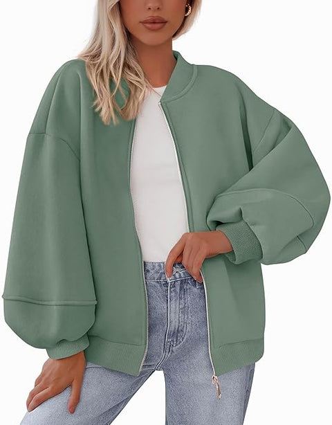Customized Oversized Zip-Up Bomber