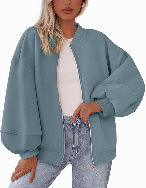 Customized Oversized Zip-Up Bomber