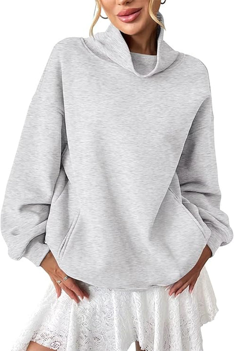 Customized Oversized Turtleneck Pullover with Pockets