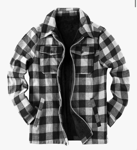 FLEECE LINED BUFFALO PLAID FLANNEL COAT - ADULT
