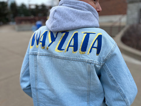 CUSTOMIZED GLITTER TEAM JEAN JACKET
