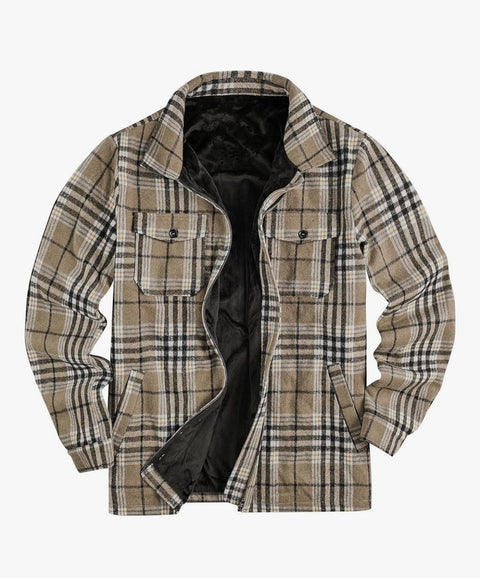 FLEECE LINED BUFFALO PLAID FLANNEL COAT - ADULT