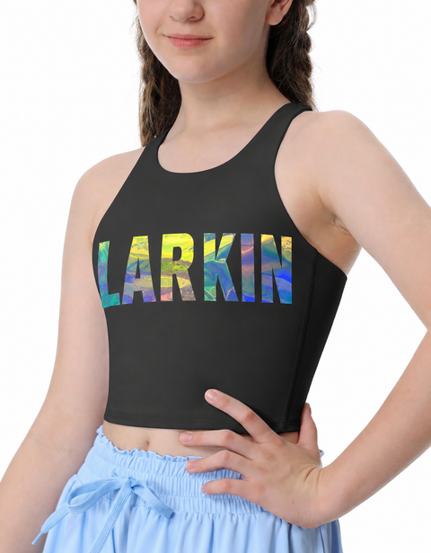 YOUTH Halographic print - front only customizable racerback tank
