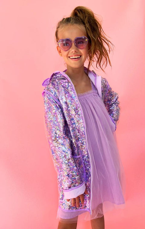 SEQUINS MAGIC RAIN JACKET - PURPLE