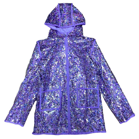 SEQUINS MAGIC RAIN JACKET - PURPLE