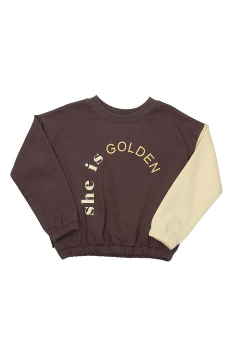 SHE IS GOLDEN DROP SHOULDER SWEAT TOP