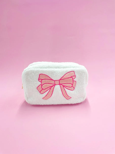 PINK BOW COSMETIC BAG - LARGE