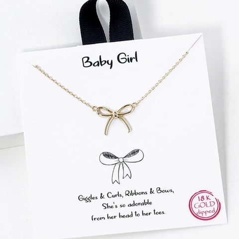 GOLD DIPPED GIRLS BOW CHARM NECKLACES