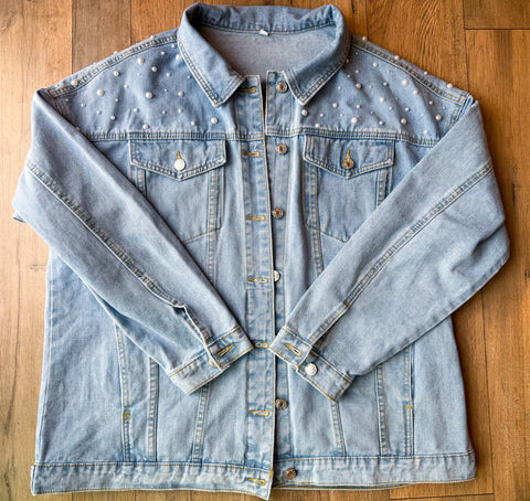 ADULT CUSTOMIZED (PEARL) DENIM JACKET - PEARLS OPTIONAL