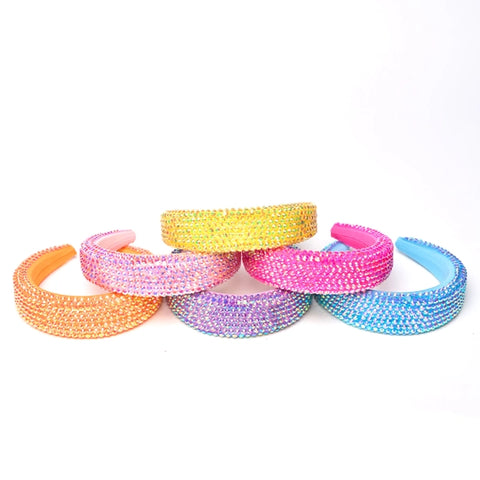 GIRLS PUFFED COLORED RHINESTONE HEADBAND