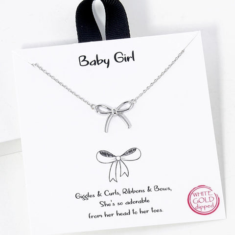 GOLD DIPPED GIRLS BOW CHARM NECKLACES