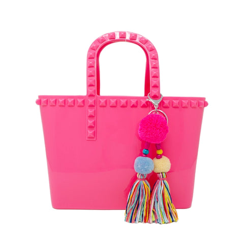 TINY JELLY TOTE BAG - HOT PINK