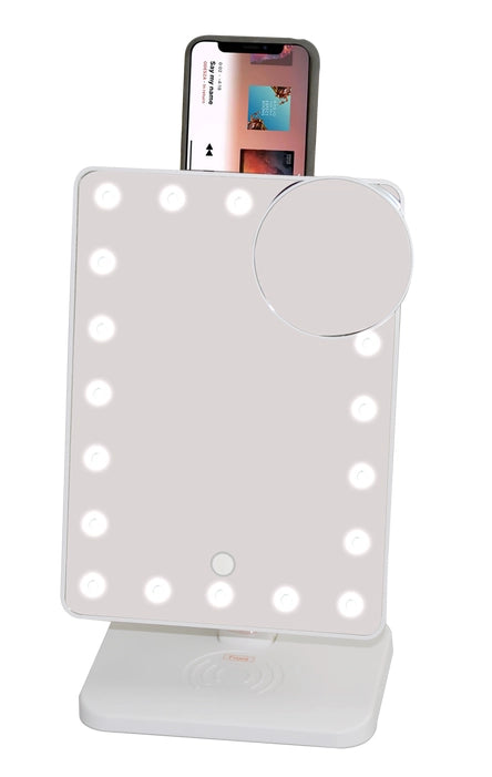 GLAM VANITY MIRROR AND BLUETOOTH SPEAKER - WHITE