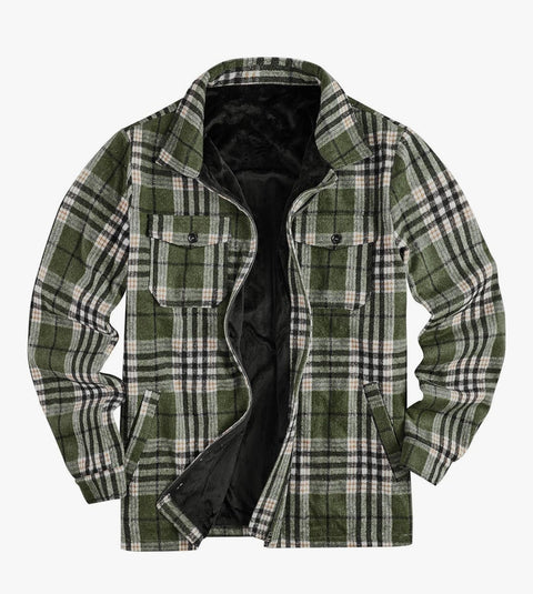 FLEECE LINED BUFFALO PLAID FLANNEL COAT - ADULT