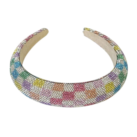 GIRLS CHECKERED RHINESTONE HEADBAND