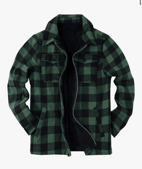 FLEECE LINED BUFFALO PLAID FLANNEL COAT - ADULT