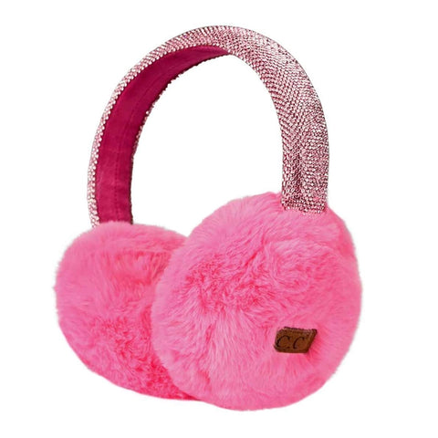 RHINESTONE ADJUSTABLE FUZZY EAR MUFFS