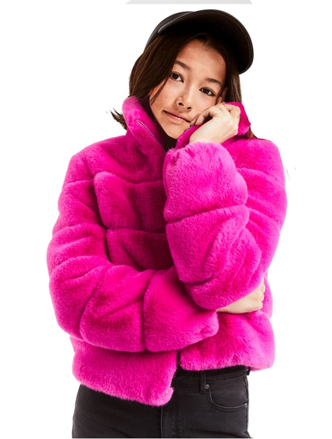 TEDDY PUFFER JACKET - HOT PINK