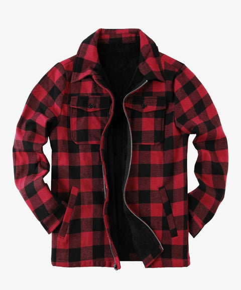 FLEECE LINED BUFFALO PLAID FLANNEL COAT - ADULT