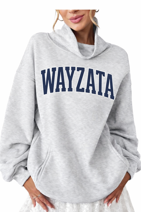 Customized Oversized Turtleneck Pullover with Pockets