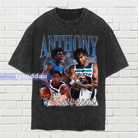 ANTHONY EDWARDS VINTAGE TEE - Black