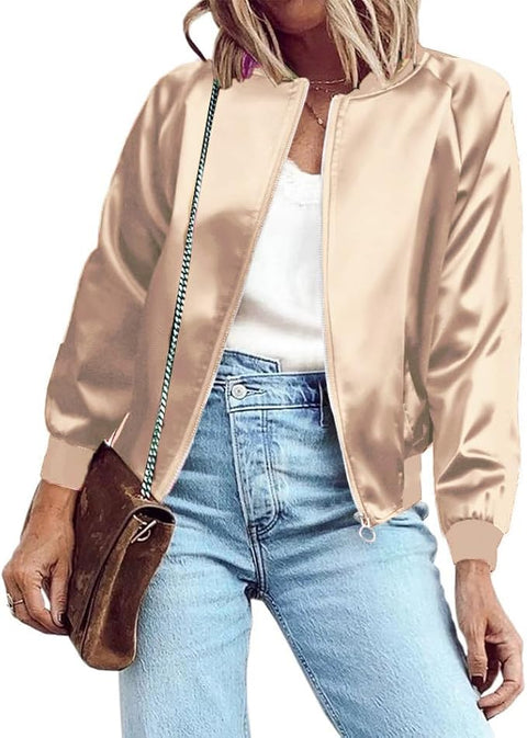 CUSTOMIZED RHINESTONE SILK BOMBER JACKET