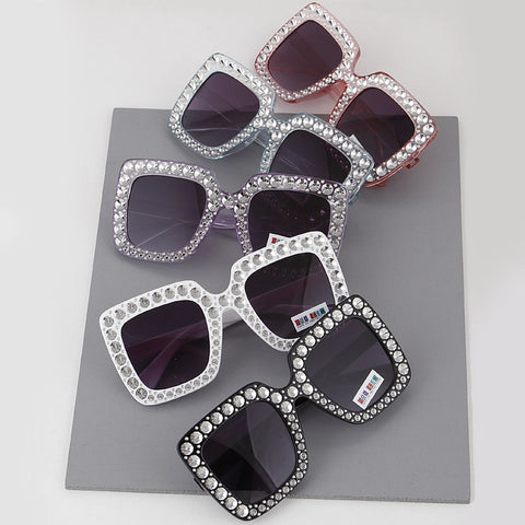 KIDS BLINGED OUT SQUARE FRAMED SUNGLASSES