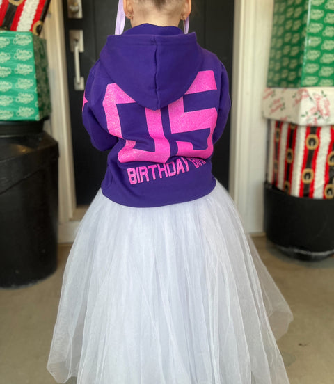 CUSTOMIZED BIRTHDAY HOODIE - Stars on sleeves, hand on front