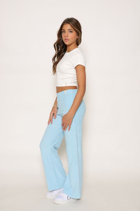 TERRY CLOTH LOUNGE PANTS - COOL BLUE