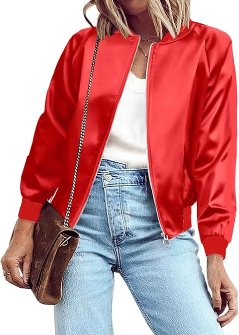 CUSTOMIZED RHINESTONE SILK BOMBER JACKET