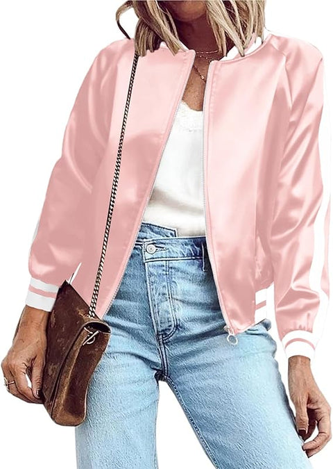 CUSTOMIZED RHINESTONE SILK BOMBER JACKET