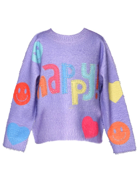 HAPPY PRINT SWEATER TOP