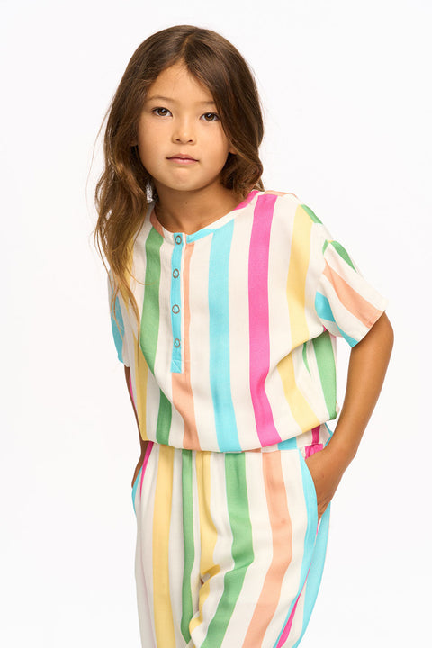 RAYON SHORT SLEEVE JUMPSUIT - MULTICOLORED