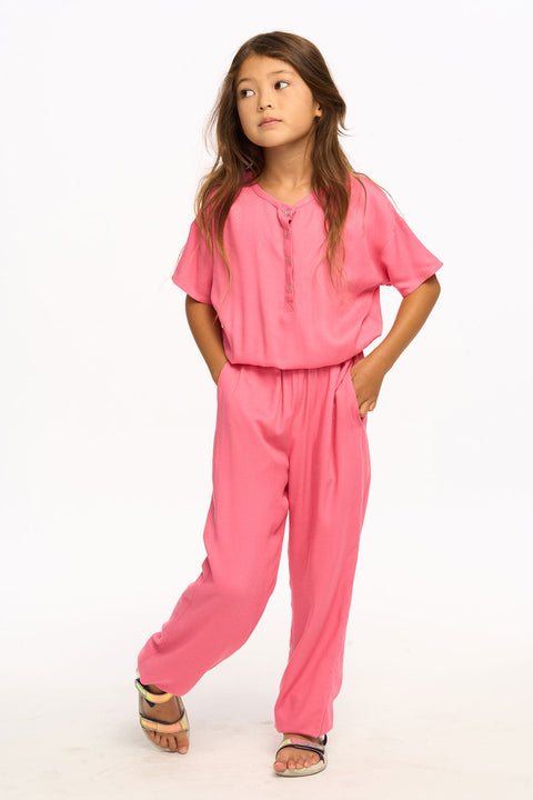 RAYON SHORT SLEEVE JUMPSUIT - PINK LEMONADE