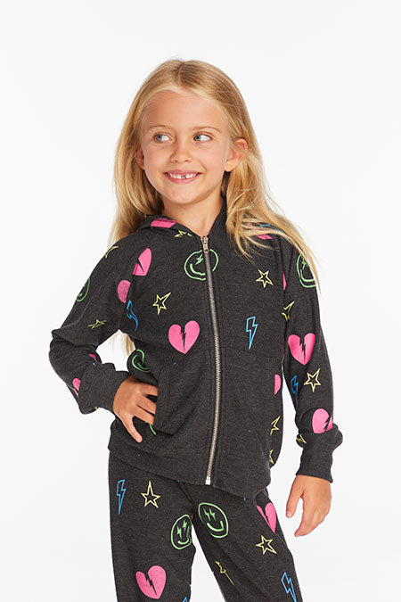 NEON HEART AND SMILES ZIP UP