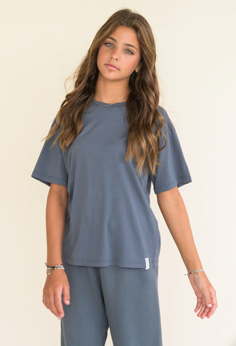 COTTON JERSEY OVERSIZED TEE - MINERAL