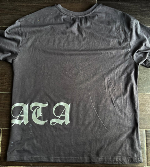 CUSTOMIZABLE GREY ON GREY OVERSIZED GOTHIC PRINT TEE